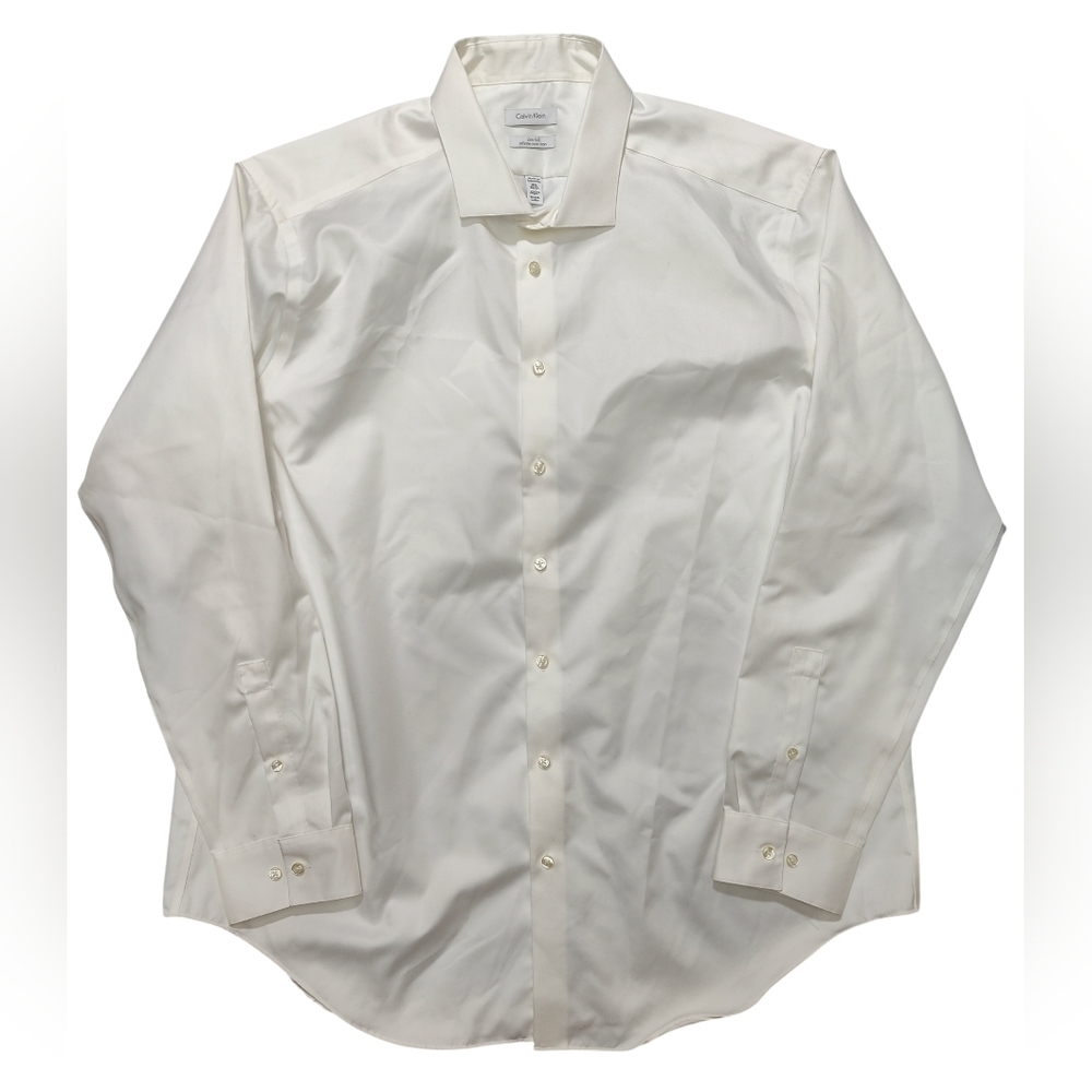 Calvin Klein Men's Slim Tall Infinite Non Iron Dress Shirt Size 18.5 36/37